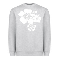 Heather Grey hawaiian flower Heavyweight Sweatshirt - artisFamous