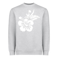 Heather Grey hawaiian flower Heavyweight Sweatshirt - artisFamous
