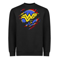 Black tear off wonder woman shield Heavyweight Sweatshirt - artisFamous