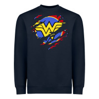 Navy tear off wonder woman shield Heavyweight Sweatshirt - artisFamous