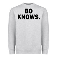 Heather Grey bo knows (black text) Heavyweight Sweatshirt - artisFamous