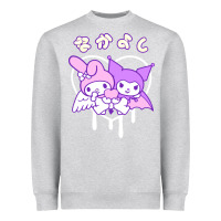 Heather Grey melody and kuromi heart Heavyweight Sweatshirt - artisFamous