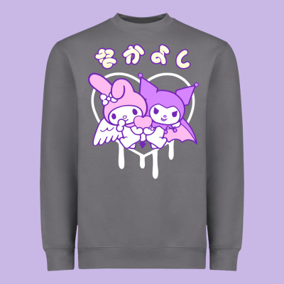 Melody And Kuromi Heart Heavyweight Sweatshirt Designed By Artisfamous