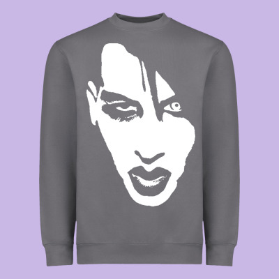 Marilyn Manson Face Heavyweight Sweatshirt Designed By Artisfamous