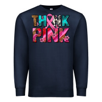 Navy think pink cancer ribbon Premium Sweatshirt - AdoDesignShop