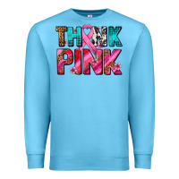 Ocean Blue think pink cancer ribbon Premium Sweatshirt - AdoDesignShop