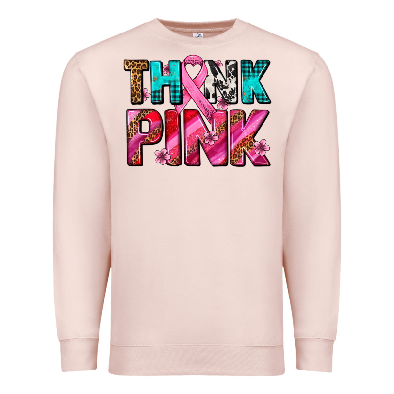 Think Pink Cancer Ribbon Premium Sweatshirt by AdoDesignShop | Teevron