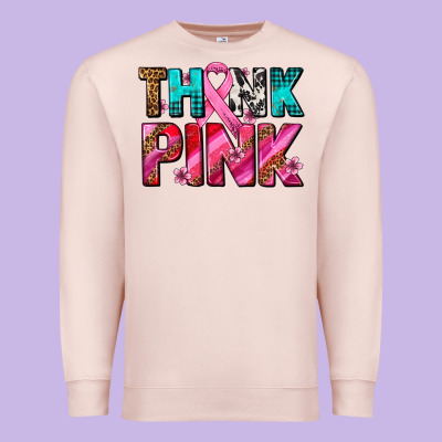 Think Pink Cancer Ribbon Premium Sweatshirt Designed By Adodesignshop
