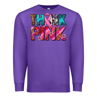 Purple think pink cancer ribbon Premium Sweatshirt - AdoDesignShop