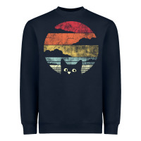 Navy cat retro vintage style Heavyweight Sweatshirt - artisFamous