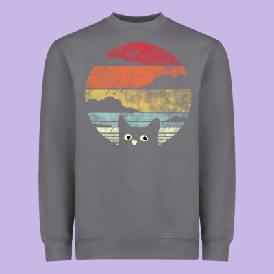 Cat Retro Vintage Style Heavyweight Sweatshirt Designed By Artisfamous