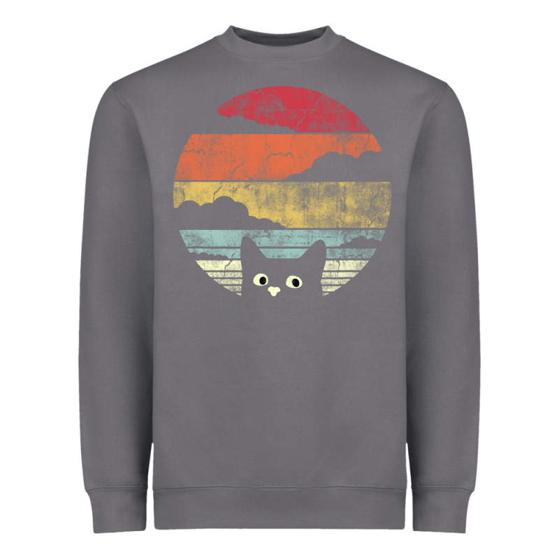 Cat Retro Vintage Style Heavyweight Sweatshirt by artisFamous | Teevron