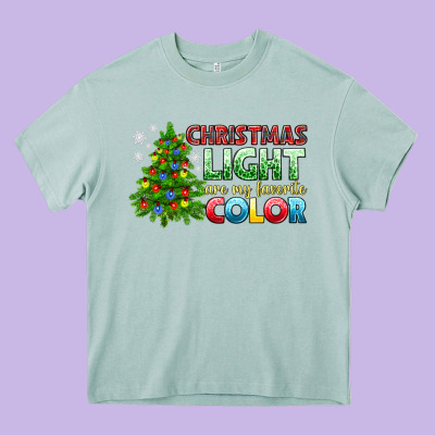 Christmas Light Are My Favorite Color Heavy Core Tee Designed By Nancycooperartshop