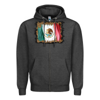 Charcoal Heather distressed mexico flag Zipper Hoodie - BarkalooDesign