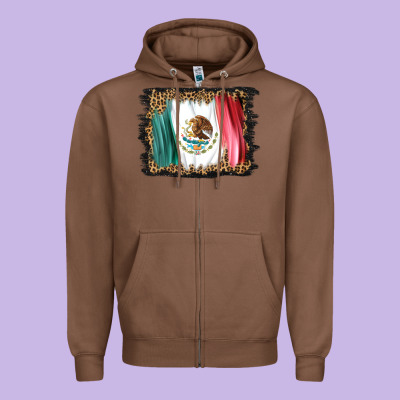 Distressed Mexico Flag Zipper Hoodie Designed By Barkaloodesign