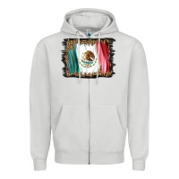 Dove Grey distressed mexico flag Zipper Hoodie - BarkalooDesign