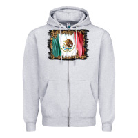 Heather Grey distressed mexico flag Zipper Hoodie - BarkalooDesign
