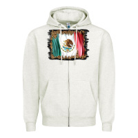 Oatmeal Heather distressed mexico flag Zipper Hoodie - BarkalooDesign