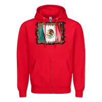 Red distressed mexico flag Zipper Hoodie - BarkalooDesign