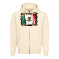 Sandshell distressed mexico flag Zipper Hoodie - BarkalooDesign