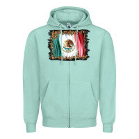 Seafoam distressed mexico flag Zipper Hoodie - BarkalooDesign