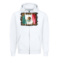 White distressed mexico flag Zipper Hoodie - BarkalooDesign