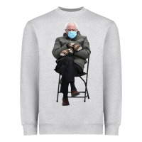 Heather Grey bernie sitting in the cold with mittens meme Heavyweight Sweatshirt - artisFamous
