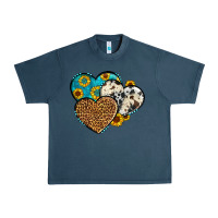 Midnight Navy cowhide leopard hearts Urban Heavy Tee - OliviaCreatesArt