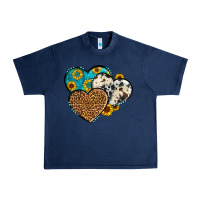 Navy cowhide leopard hearts Urban Heavy Tee - OliviaCreatesArt