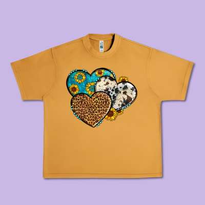 Cowhide Leopard Hearts Urban Heavy Tee Designed By Oliviacreatesart