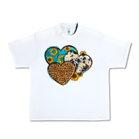 White cowhide leopard hearts Urban Heavy Tee - OliviaCreatesArt