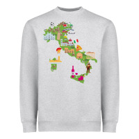 Heather Grey Italy map Heavyweight Sweatshirt - artisFamous
