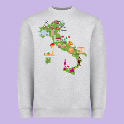 Italy Map Heavyweight Sweatshirt Designed By Artisfamous
