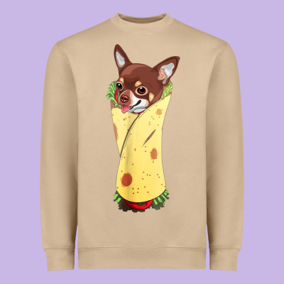 Funny Chihuahua Dog Burrito Food Tee Heavyweight Sweatshirt Designed By Artisfamous