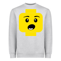 Heather Grey surprised expression lego head Heavyweight Sweatshirt - artisFamous