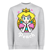 Heather Grey peach graphic Heavyweight Sweatshirt - artisFamous