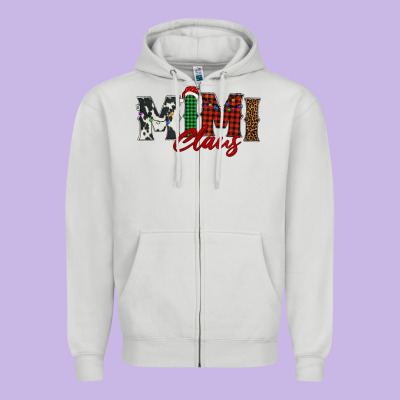 Mimi Claus Zipper Hoodie Designed By Barkaloodesign
