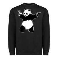 Black banksy panda Heavyweight Sweatshirt - artisFamous