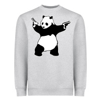 Heather Grey banksy panda Heavyweight Sweatshirt - artisFamous