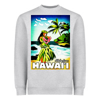 Heather Grey hawaii hula girl Heavyweight Sweatshirt - artisFamous