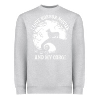 Heather Grey i love horror movies and my corgi funny corgi Heavyweight Sweatshirt - artisFamous