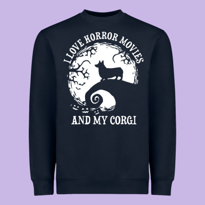 I Love Horror Movies And My Corgi Funny Corgi Heavyweight Sweatshirt Designed By Artisfamous