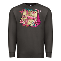 Smoke pink cancer ribbon and october calendar Premium Sweatshirt - AdoDesignShop
