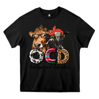 Black OCD Obsessive Cow Disorder Heavy Core Tee - texasbilliewilder