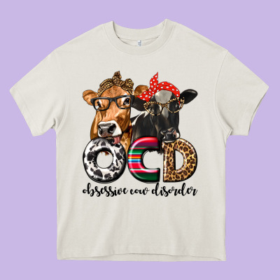 Ocd Obsessive Cow Disorder Heavy Core Tee Designed By Texasbilliewilder