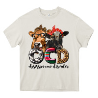 Cream OCD Obsessive Cow Disorder Heavy Core Tee - texasbilliewilder