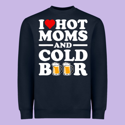 I Love Heart Hot Moms Cold Beer Funny Adult Drinking Joke Heavyweight Sweatshirt Designed By Artisfamous