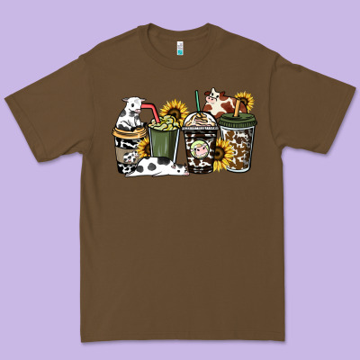 Cowhide Coffee Cups Premium Tee Designed By Howdyjamesfarm