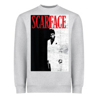 Heather Grey scarface distressed movie photo Heavyweight Sweatshirt - artisFamous