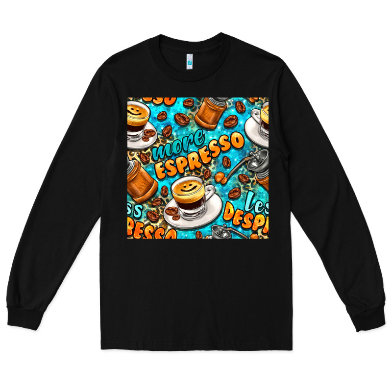 More Espresso Less Despresso Coffee With Leopard Seamless Pattern Bbs Long Sleeve Tee by BundleAndBundleShop | Teevron